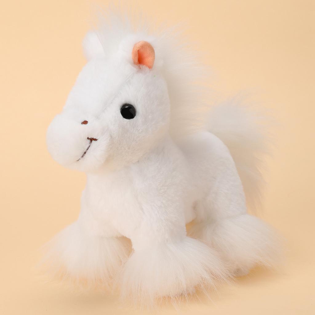 New 20Cm Cute Handmade Horse Plush Toys Stuffed Lifelike Long Hair Horse Doll Halloween Christmas Gift Children'S Birthday Gift