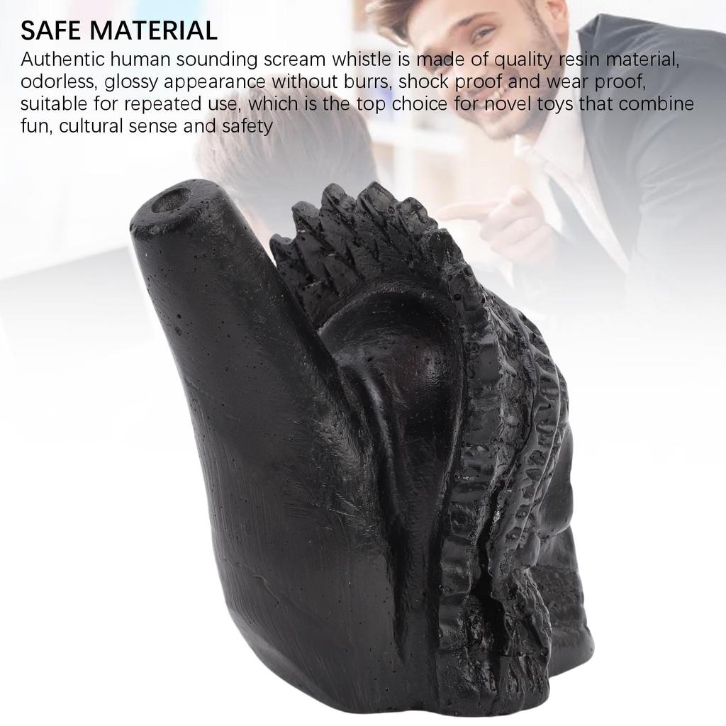 Scream Whistle Loud Authentic Human Sounding Scary Horror Skull Shaped Funny Toy Black