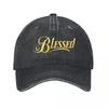 Blessed Golden Elegant Script Typography Washed Baseball Cap Outdoor For Womens Unisex FeUnisex