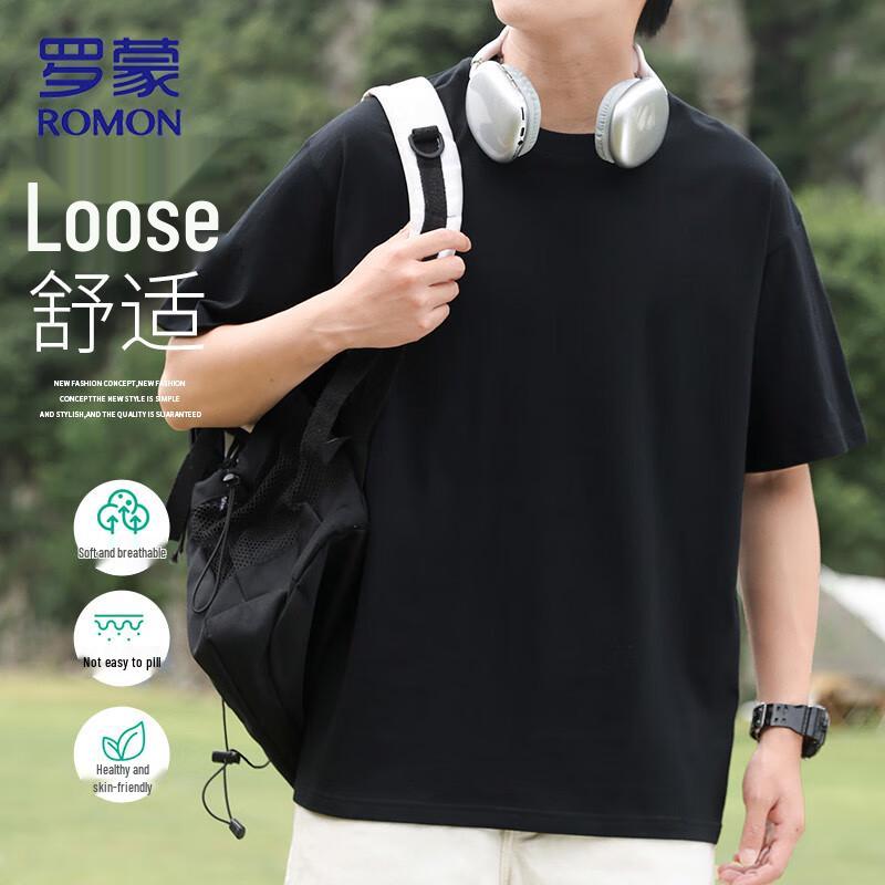 Romon Men s Pure Cotton Short Sleeve T-Shirt M