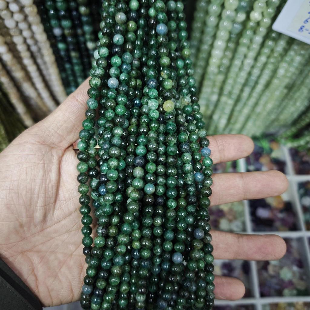 Natural Green Mica Round Beads 4-10mm for DIY Bracelet Jewelry Making