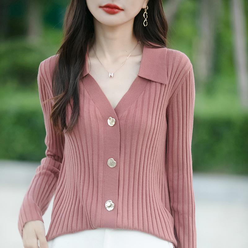 Leichte Strickjacke für Damen aus 50 % Wolle und 50 % Maulbeerseide – vielseitige Strickware für 4 Jahreszeiten für ganzjährigen Komfort und Stil