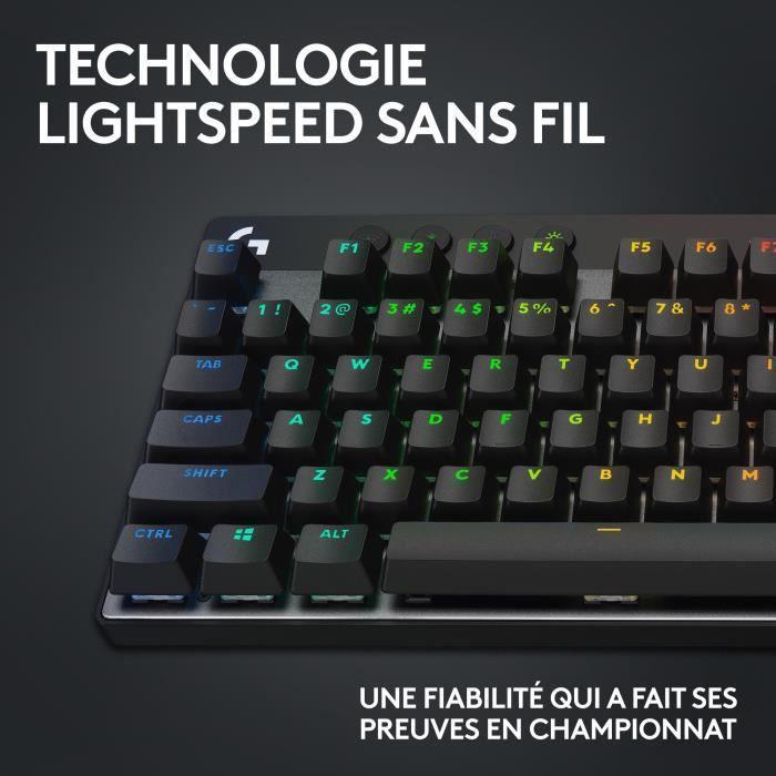 Clavier gamer - sans fil - logitech g pro x tkl lightspeed - azerty - mécanique - rétroéclairé - noir
