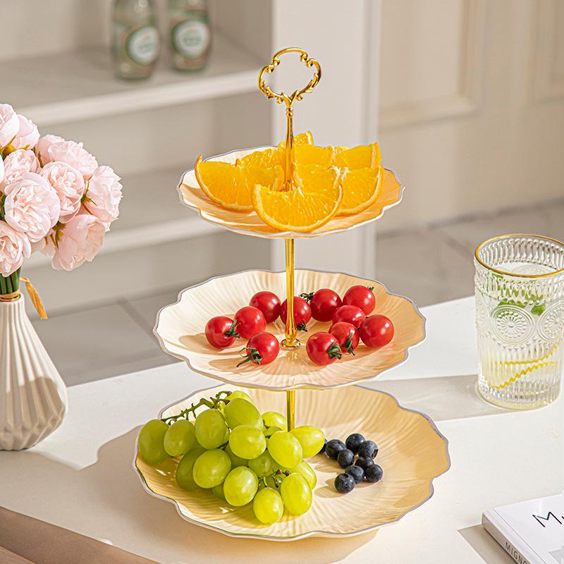 Multilayer Fruit Plate for Living Room, Coffee Table, Front Desk, Beauty Salon. Perfect for Snacks, Desserts, and Fruit. Great As an Ornament.