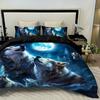 3pcs Wolf Roaring Moon Duvet Set  Soft Fabric 100%polyester 1Duvet Cover 2 Pillowcases  Without Pillow Core