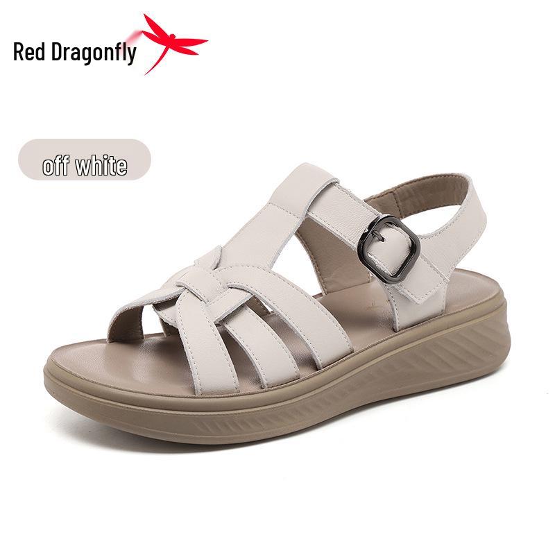 Red Dragonfly Women s Genuine Leather Summer Roman Sandals - Stylish, Comfortable, Perfect for Mothers. Size 38