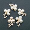 Engood 100pcs Three-Pearl Flower Core Rhinestone Pearl Buttons Vintage Sewing Trim & Embellishments for Wedding Decoration DIY