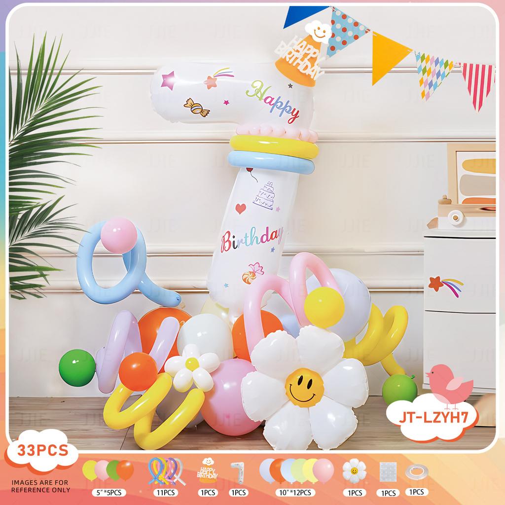 Digital Column Set New Korean Daisy Shaped Aluminum Film Balloon Birthday Party Decoration