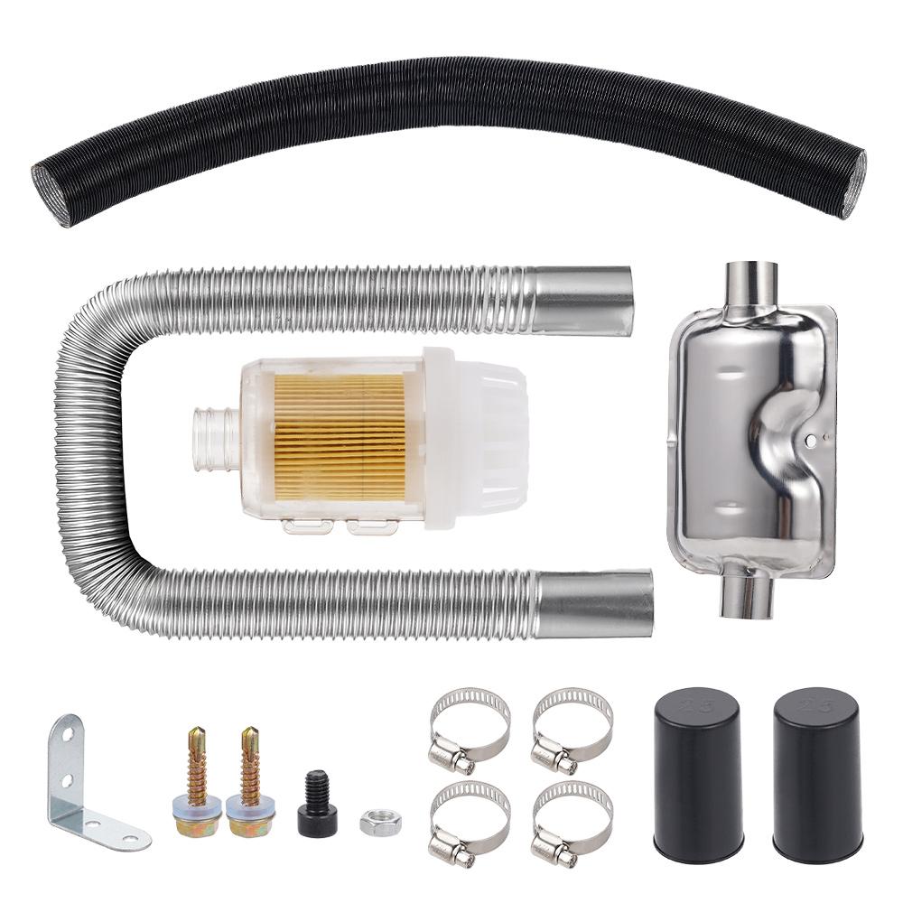 Комплект выхлопной системы отопителя Выхлопная труба Глушитель Комплект выхлопа для стояночного отопителя Комплект впускных труб с воздушным фильтром 12В24В220В 2кВт5кВт8кВт Универсальный
