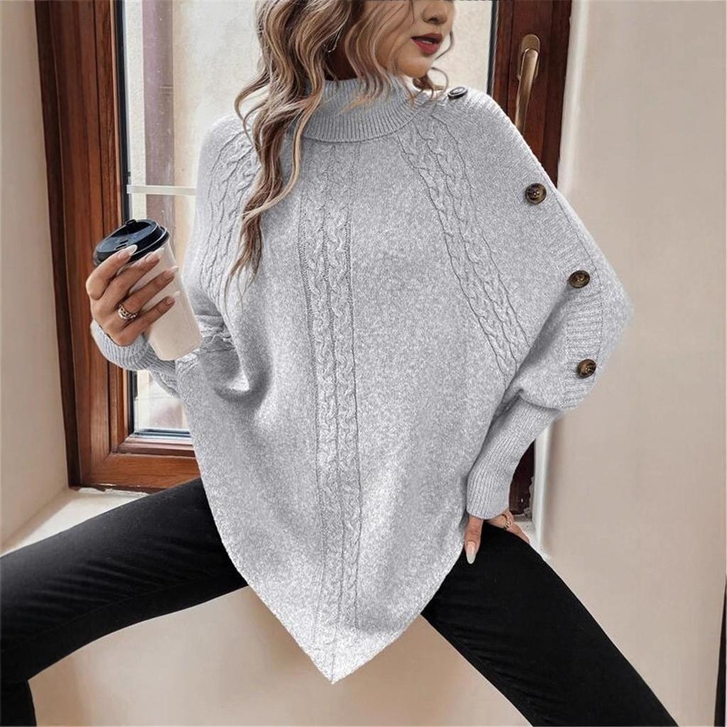 Women's High Neck Cape Sleeve Knit Sweater