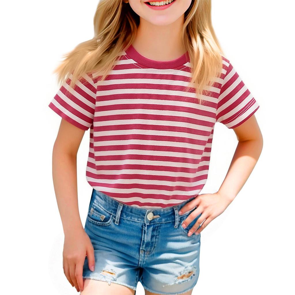Children's Casual Short-sleeved Printed Round Neck Fashionable T-shirt Top