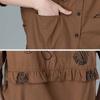 Women 3/4 Sleeve Loose Short Coats Spring Autumn All-matched Casual Cotton Print Single Breasted Jackets