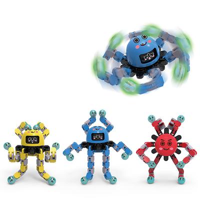 Leuchtendes Fingerspinnkreisel mit vielseitigem mechanischem Zifferblatt Spielzeug Oktopus-Roboter, leuchtende Fingerrotation Dekompression