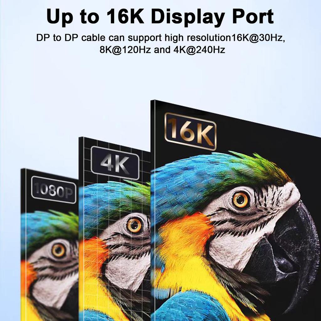 Poyiccot 16K DisplayPort 80Gbps Bandwidth DisplayPort DP80 Certified DP Male to Male Extension Cord with HDCP Compatibility for 60cm 2.1 Cable,
