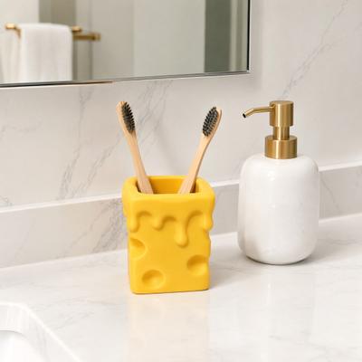 3D-gedruckter Käse-Stifthalter, Schmelzender Käsewürfel-Bleistiftaufbewahrungsbehälter, Make-up-Pinsel-Schreibwaren-Organizer-Box für Zuhause, Büro, Schreibtisch