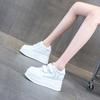 Fashion 10CM Cow Genuine Leather Autumn Platform Wedge Skate Heels Comfy Casual Shoes High Brand Chunky Sneaker Hook Women Vulcanized