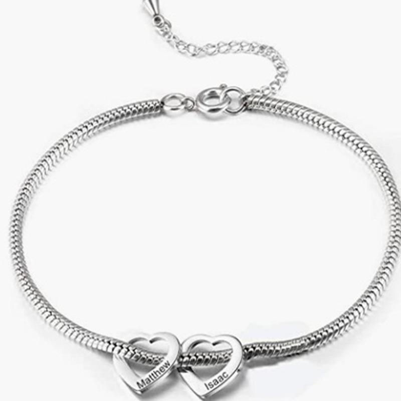 

Personalized Adjustable Bracelet with Interchangeable Links. Stainless Steel Heart-shaped Charm Bracelet. Women s Jewelry. Two heart shapes