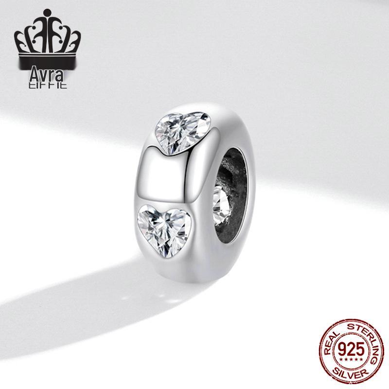 Pure Heart Sterling Silver Zircon Bracelet with Heart-Shaped Spacer Beads