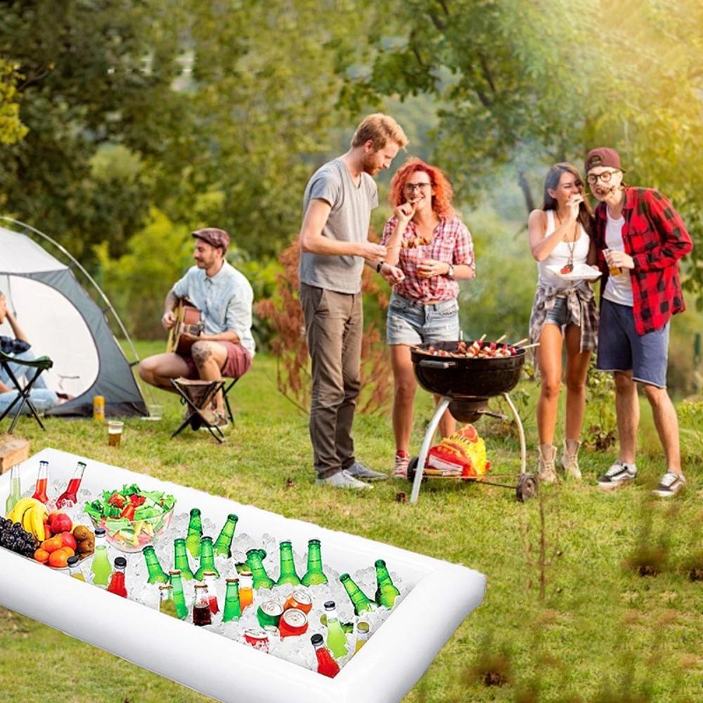 2pcs Inflatable Serving Bar Salad Ice Tray Food Drink Containers - BBQ Picnic Pool Party Supplies Buffet Luau Cooler