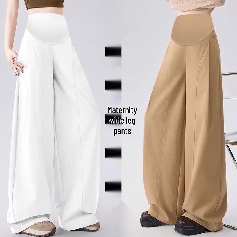 Spring/Summer 2026 Loose Maternity Wide-Leg Pants - Washed Cotton, Casual & Skin-Friendly Suit Pants for Moms