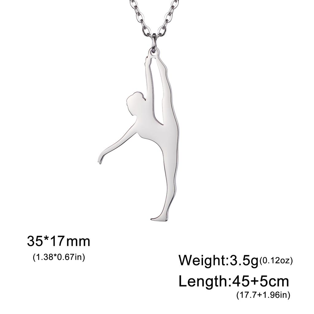 Teamer Gymnastics Design Necklace for Women Girls Fashion Sports Pendant Stainless Steel Jewelry Dancer Gymnast Birthday Gifts