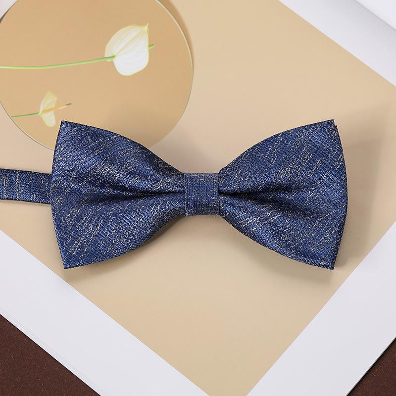 Men'S Fashion Bow Tie Color Woven Jacquard Double Striped Small Flower Business Retro Suit Shirt Bow