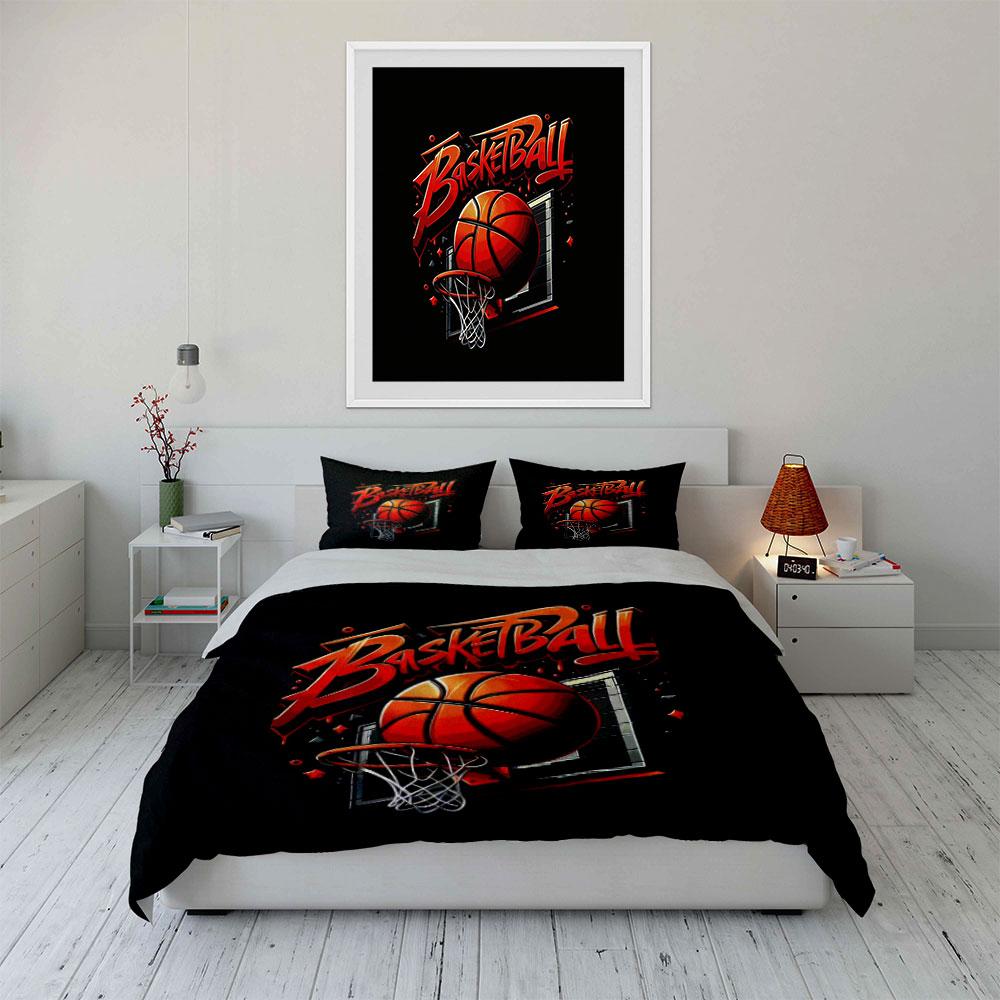 Basketball Design Three-Piece Set Kid'S And Adults' Bedroom Decor, Exquisite Three-Piece Bedding Set Gift