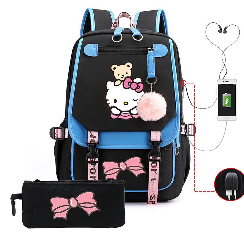 3-teiliges Schulrucksack-Set für Schüler Große Kapazität Oxford-Stoff Schultasche mit Schultergurt und Federmäppchen