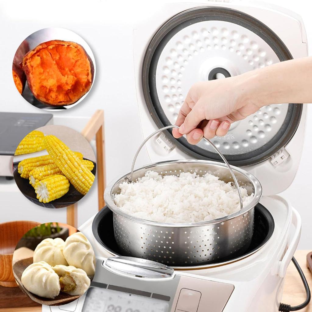 Steamer Basket for, Non Stick Vegetable Steamer Basket with Handle, Stainless Steel Steamer Basket Insert for Pots, Sugar Removal Rice Cooker Insert