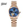 Round Dial Women Rhinestone Dress Steel Strap Luminous Stainless Watch Waterproof Calendar Display Wristwatch Fashion