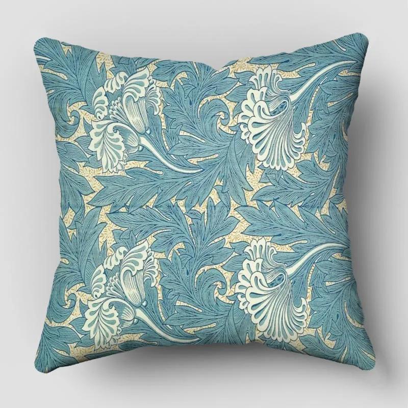 William Morris Pillow Cover Bedroom Home Office Decorative Pillowcase Square Zipper Pillow Cases Satin Fabric Eco-Friendly