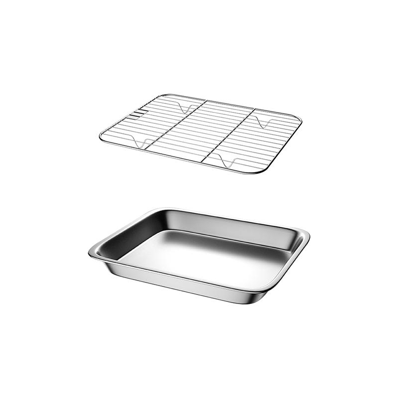 

Прямоугольные подносы для хранения продуктов с решеткой, нержавеющая сталь, противень для барбекю, антипригарное покрытие для духовки, посудомоечной машины, кухонный гаджет