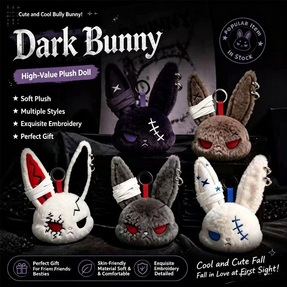 Goth Bandage Bunny Plush Keychain Stitched Scar Rabbit Bag Charm Soft Fluffy Pendant Gift For Teen Girls Backpack Decor