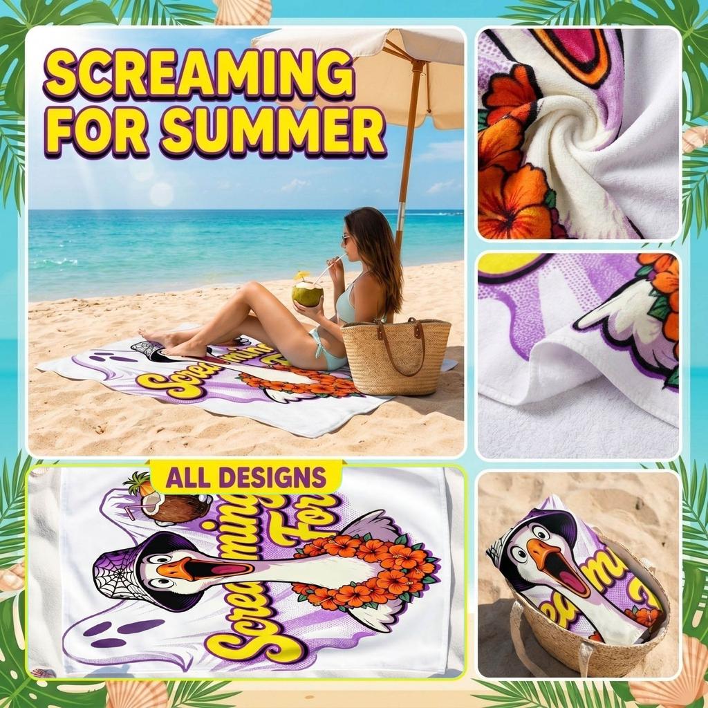 1 Packung Strandtuch mit Sommer- und Halloween-Motiven