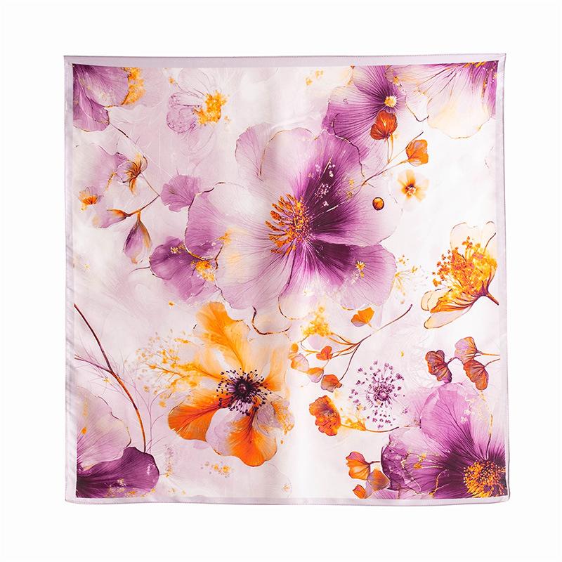 2026 spring and summer silk scarves Korean atmosphere oil painting feeling 70 silk scarves silk high-end feeling professional silk scarves square 65*65cm