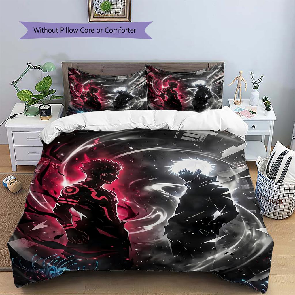 Satoru Gojo and Sukuna Pattern Bedding Quilt Set  Home Decoration  Gift (1 * duvet cover + 2 * pillowcase  without core)