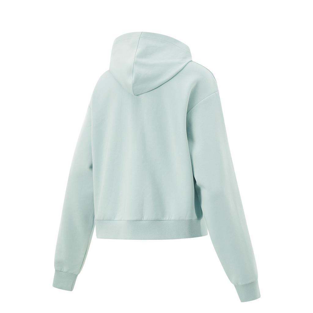Li-Ning Fitness Series Simple Solid Color Hooded Zip-Up Sweatshirt Women Sweatshirt Blue AWDU932-1