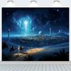 2D Flat Printing Nativity Backdrop, Three Kings & Bethlehem Background Cloth