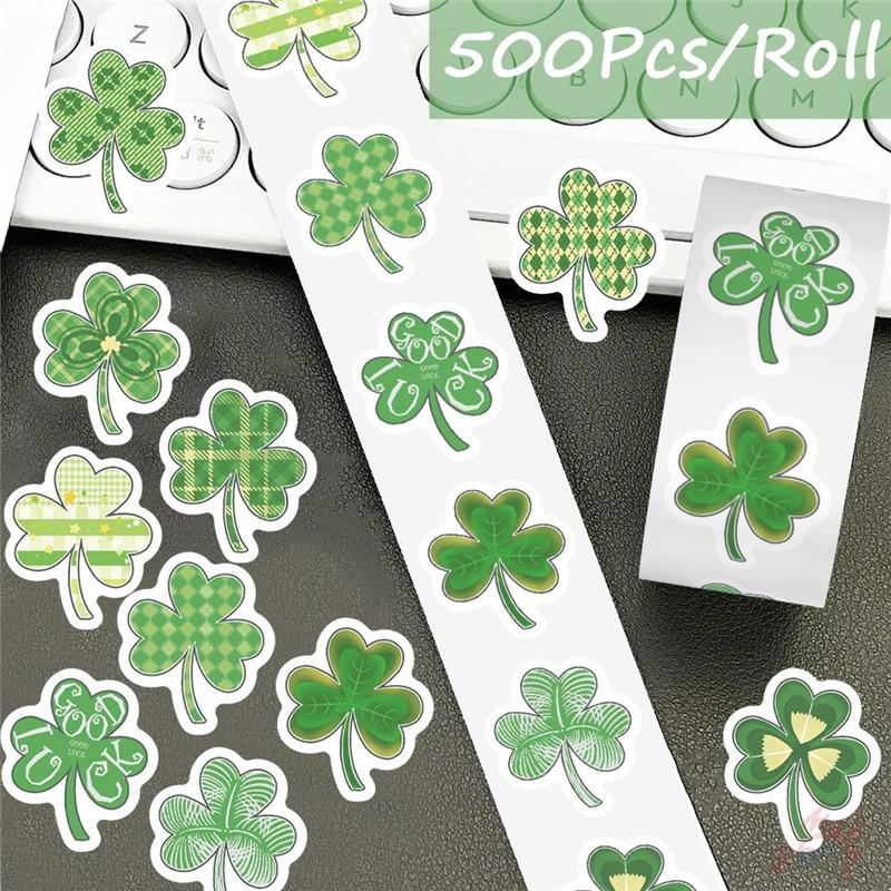 500Pcs/Roll Lucky Clover Kids Rewards Stickers - DIY Scrapbooks Album Decor Sealing Label Decals