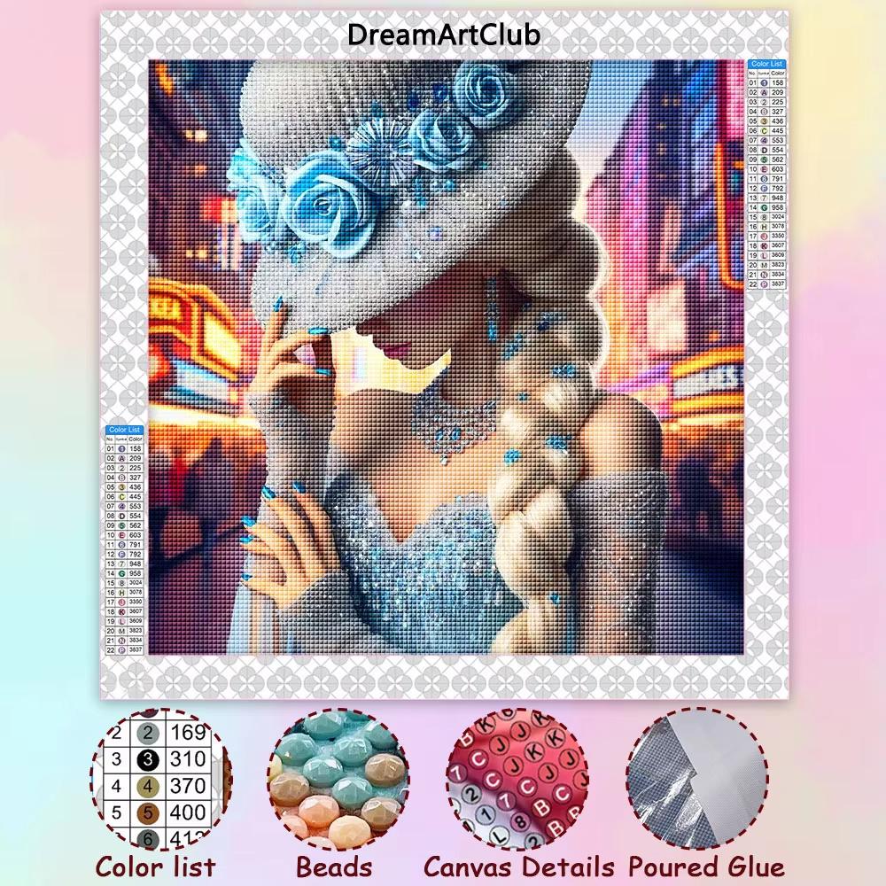 Disney Princess Retro Urban Top Hat 5D Diamond Painting Full of Diamonds DIY Handmade Diamond Painting Light Luxury Decorative Painting Kit