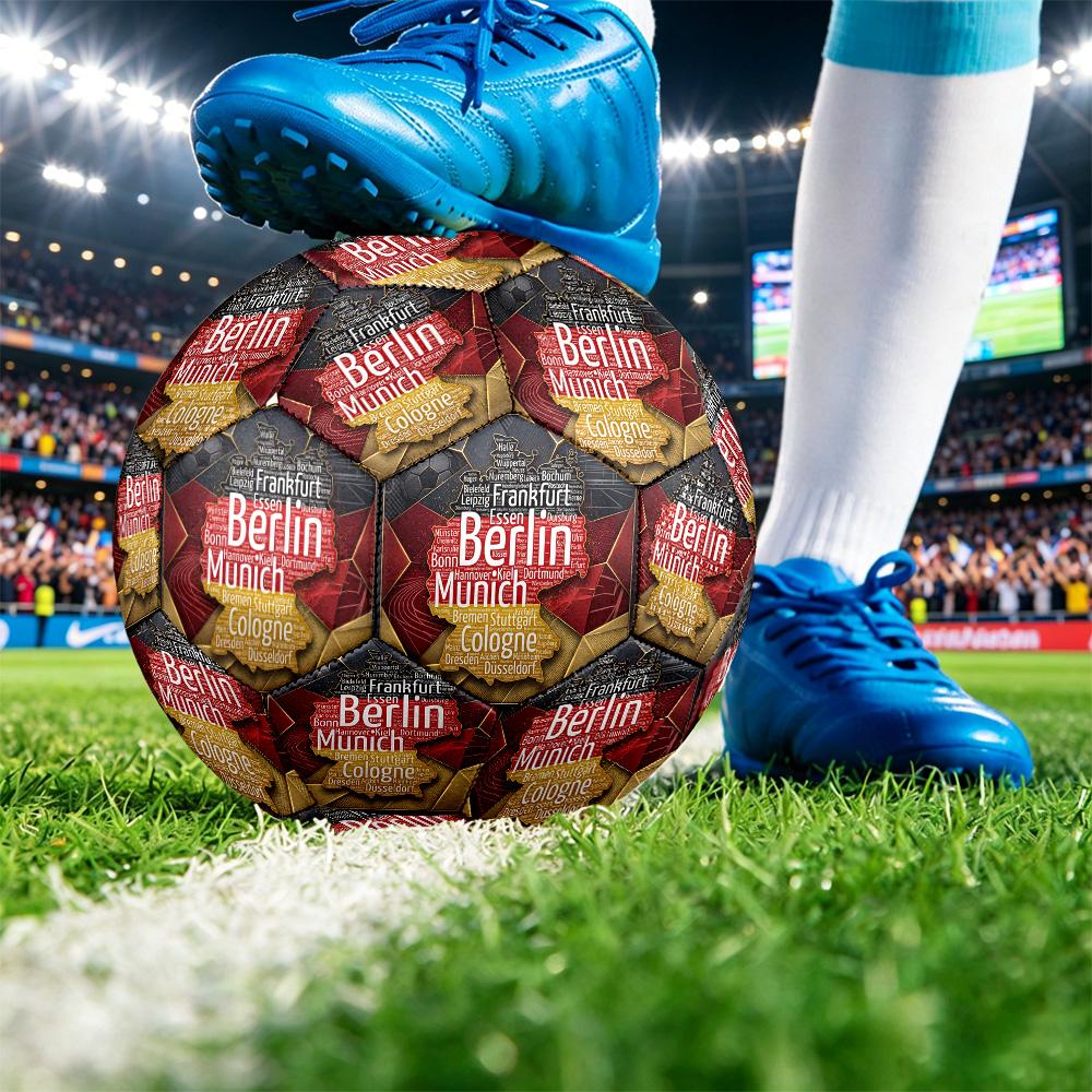 Pallone da Calcio Stampato Germania Taglia 5 Resistente all'Usura Standard da Allenamento per Adulti Regalo per tifosi per Partite Sportive Indoor Outdoor