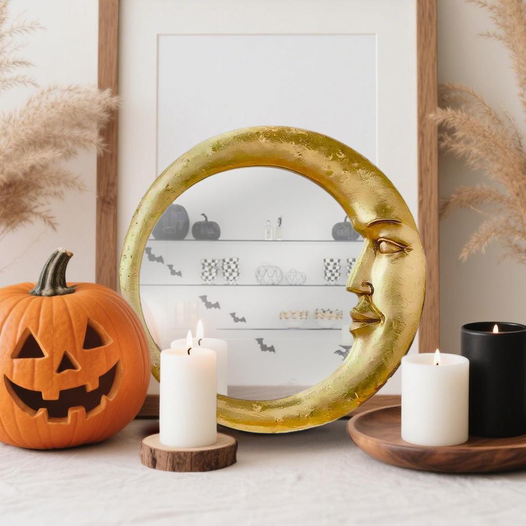 Bathroom Mirror For Wall Vintage 90s Wall-Mounted Bathroom Witch Moon Mirror Lightweight Home Accessory For Dormitory Apartment