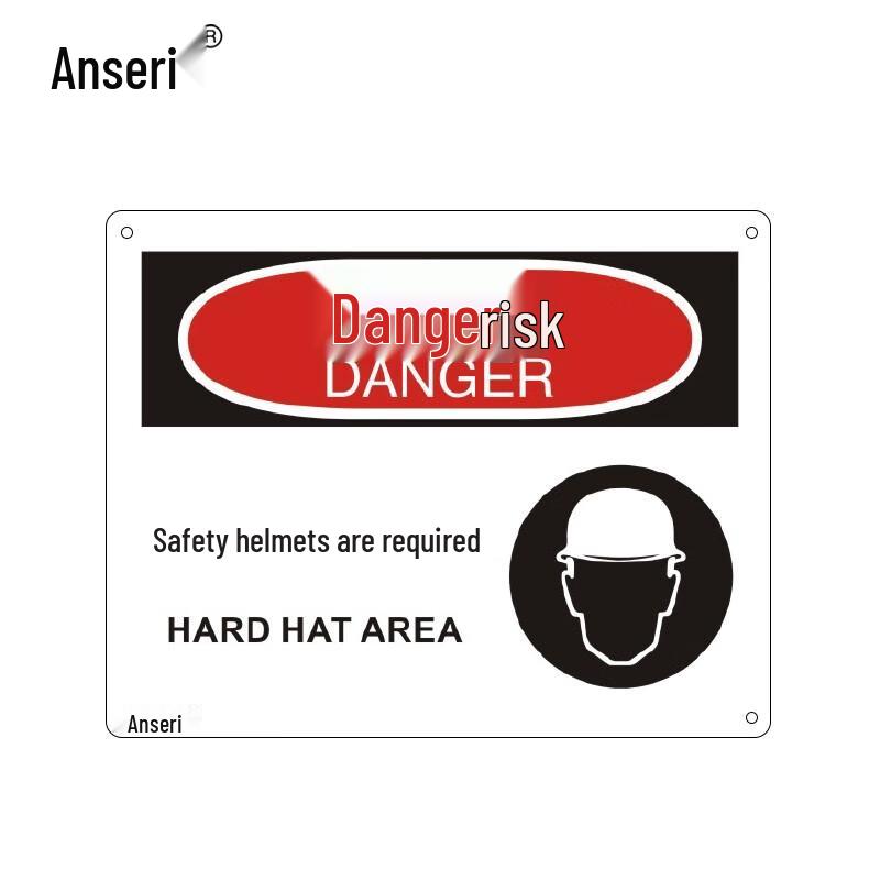 Acelere Safety Sign: Danger - Hard Hat Area (English/Chinese)