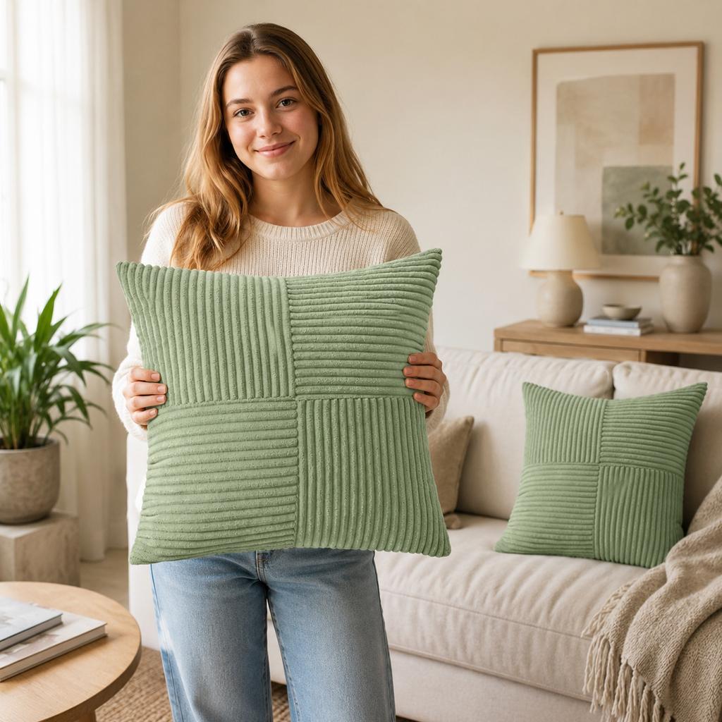 4___0__ Corduroy Throw Cover for Couch, Color Modern Design, Living Room Decorative Cushion Cover