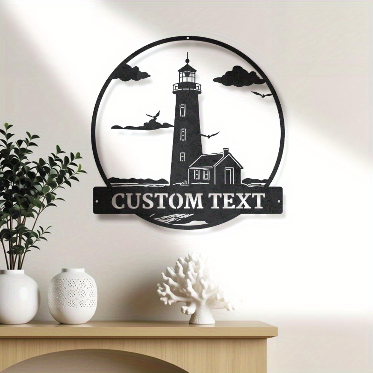 Personalized Vintage Metal Sign Lighthouse Beach House Decor Nautical Wall Art Outdoor S