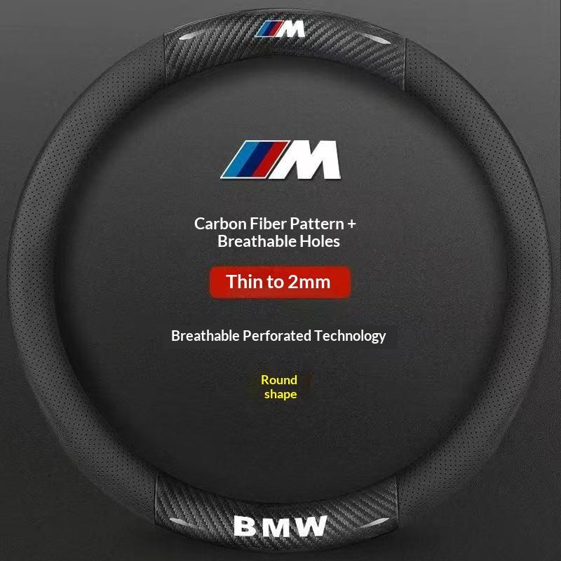 Car Carbon Fiber Suede Leather Steering Wheel Cover BMW M X1 X3 X5 X7 F01 F10 F15 F20 F25 F30 M2 M3 E39 E46 E60 E70 E90 G20 G30 gzhw17