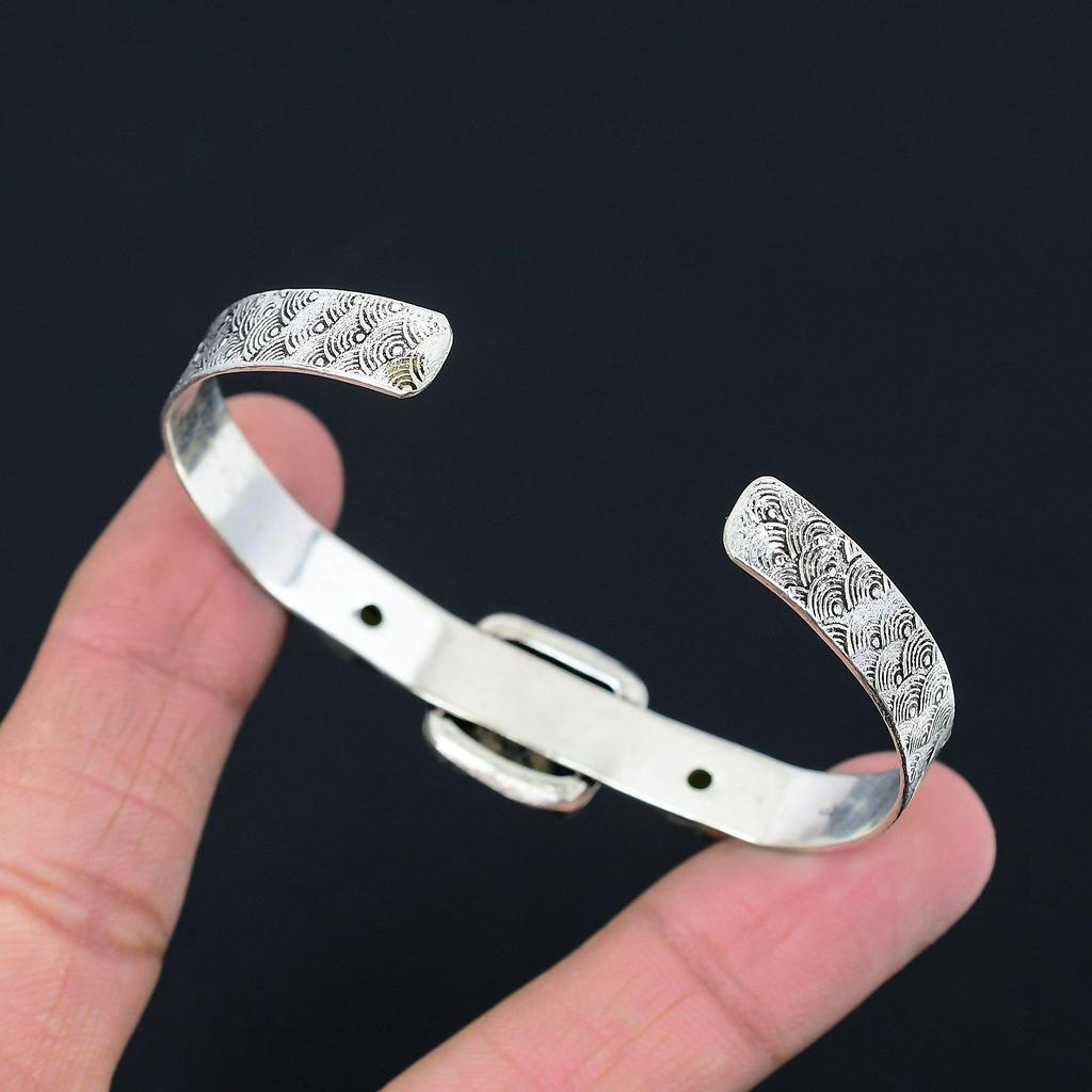 Wedding Gift For Her 925 Silver Natural Dendrite Tiger Bangle Adjustable