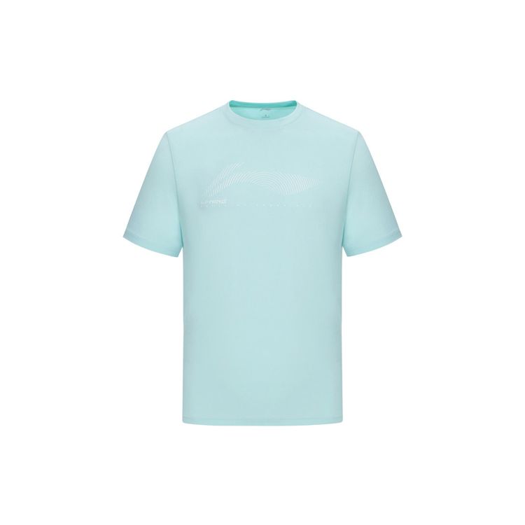 

Li-Ning Однотонная футболка с коротким рукавом из быстросохнущего ледяного шелка с большим логотипом, мужская, голубая ATSS479-2 M