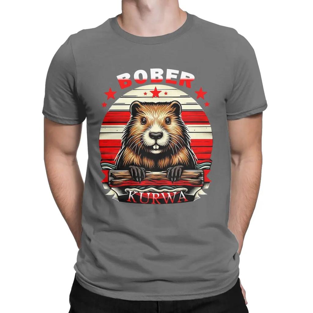 Bober Kurwa Meme Beaver T Shirts Men 100% Cotton Funny T-Shirts Crew Neck Funny Polish Bobr Tee Shirt Short Sleeve Clothing Gift