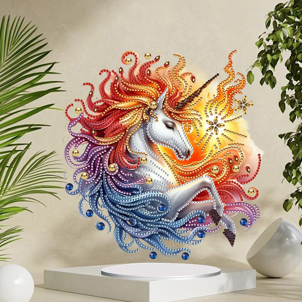 Unicorn Special Shaped Diamond Painting Tabletop Ornaments Kit Colorful Diamond Painting Desktop Decorations Home Table Decor